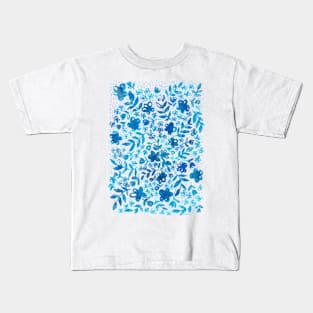 Indigo Floral Blue pattern Kids T-Shirt